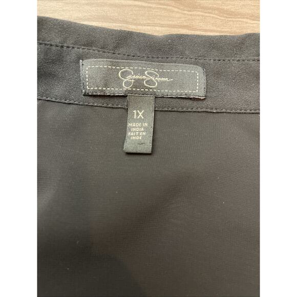 3 for $25-Jessica Simpson Women's 1X Floral Sheer Blouse With Collar - Picture 3 of 7